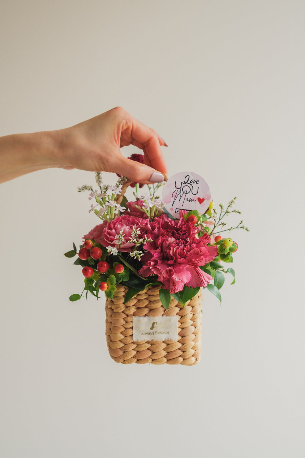 ◆母の日限定◆Flower BAG No.3 ／スクエアカゴバッグ　マムズハート／カーネーション　生花