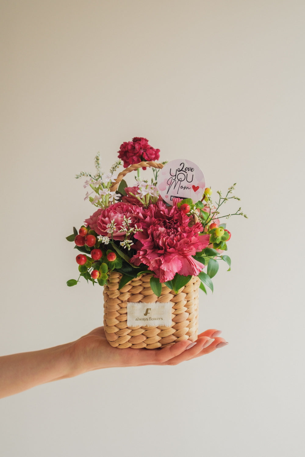 ◆母の日限定◆Flower BAG No.3 ／スクエアカゴバッグ　マムズハート／カーネーション　生花