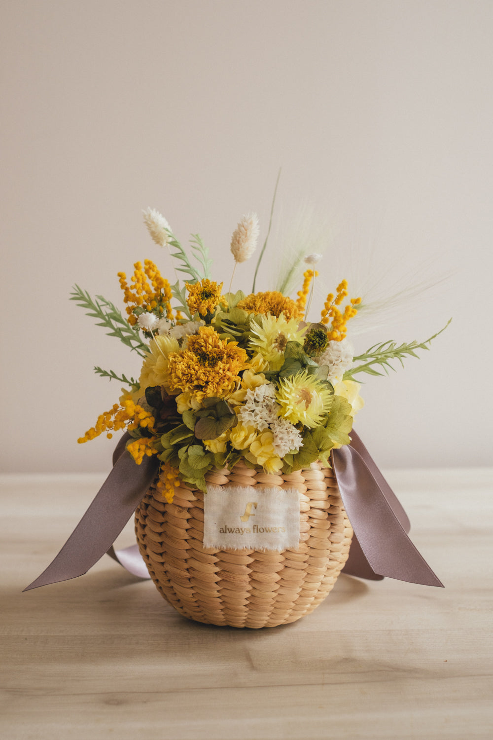 ◇季節限定◇Flower BAG No.2／カゴバッグアレンジ ディープイエロー
