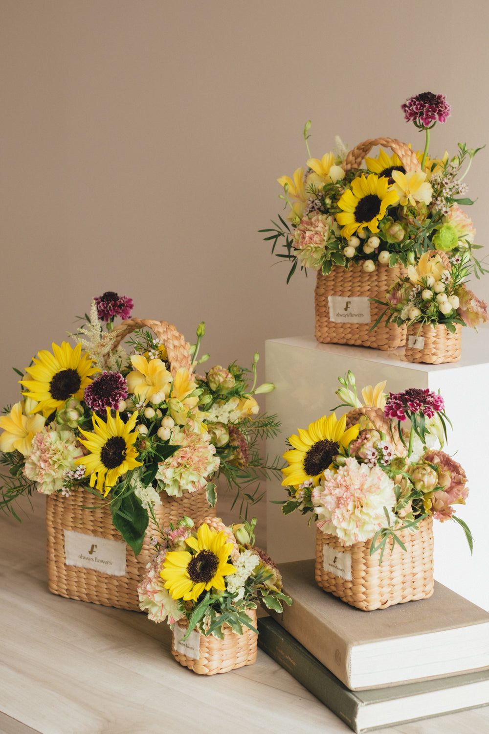 ◆5/21-8/3お届け限定◆Flower BAG No.3 ／スクエアカゴバッグ　トラッドイエロー／生花