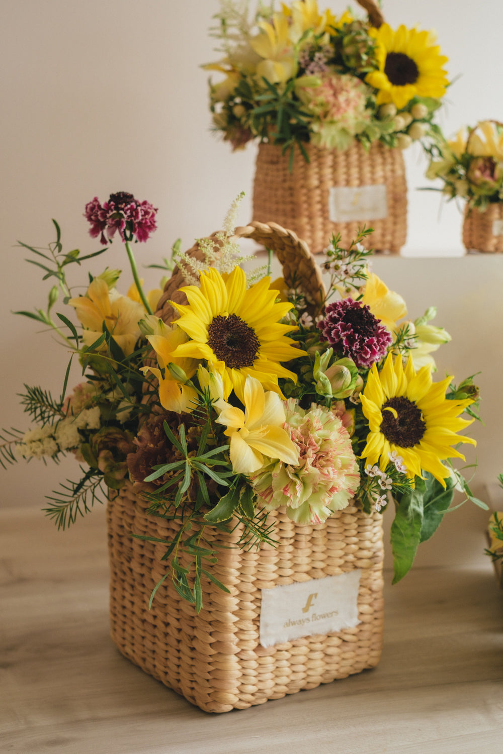 ◆5/21-8/3お届け限定◆Flower BAG No.3 ／スクエアカゴバッグ　トラッドイエロー／生花