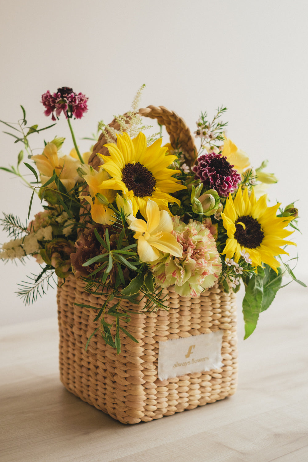 ◆5/21-8/3お届け限定◆Flower BAG No.3 ／スクエアカゴバッグ　トラッドイエロー／生花