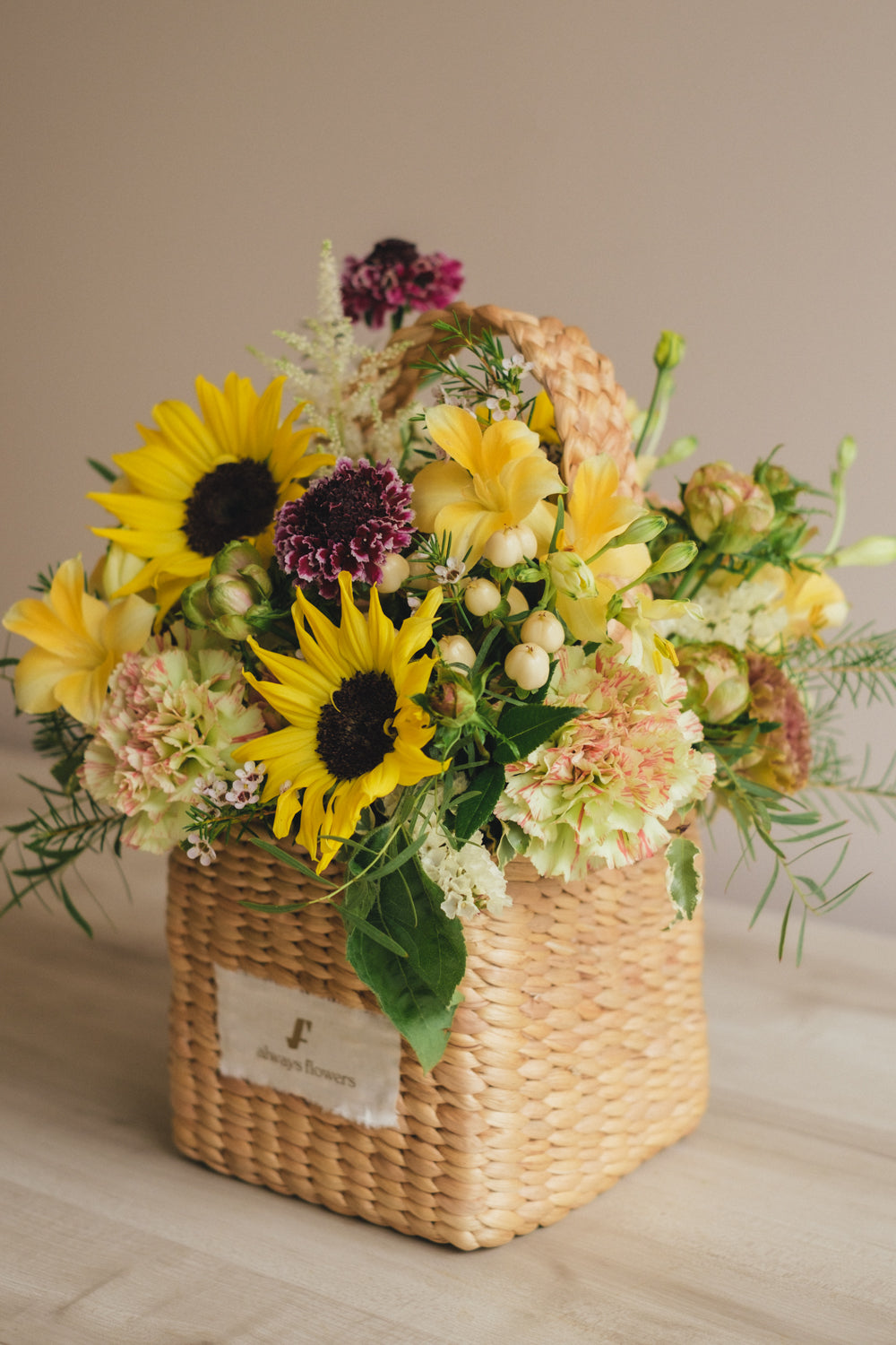 ◆5/21-8/3お届け限定◆Flower BAG No.3 ／スクエアカゴバッグ　トラッドイエロー／生花