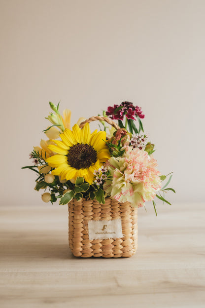 ◆5/21-8/3お届け限定◆Flower BAG No.3 ／スクエアカゴバッグ　トラッドイエロー／生花