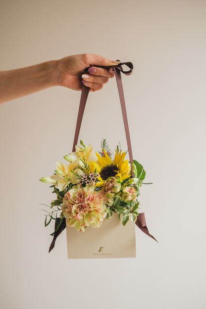◆5/21-8/31お届け限定◆Flower BAG No.1／フラワーバッグアレンジ　イエローチャージ／生花