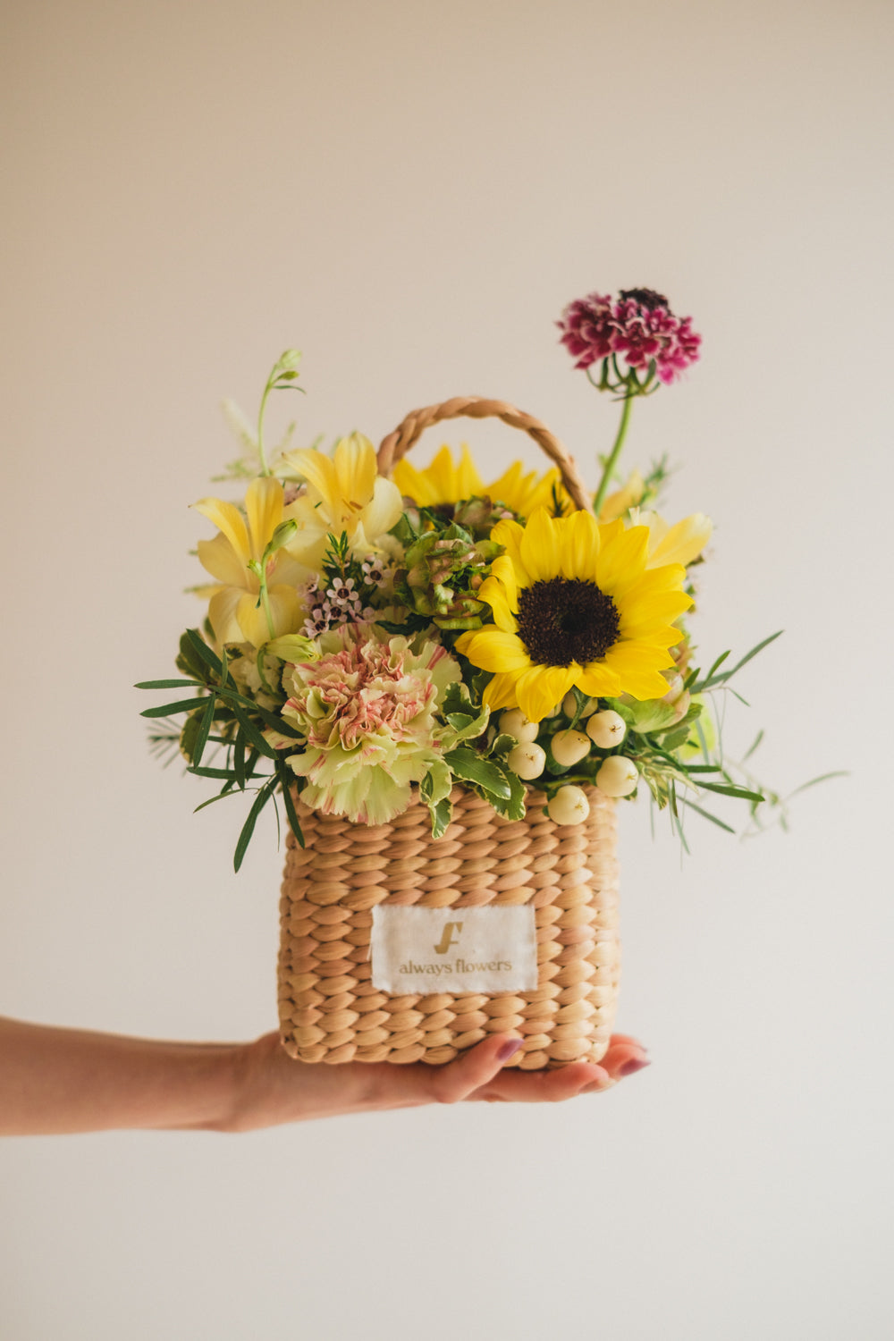 ◆5/21-8/3お届け限定◆Flower BAG No.3 ／スクエアカゴバッグ　トラッドイエロー／生花