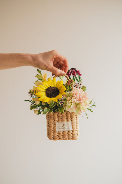 ◆5/21-8/3お届け限定◆Flower BAG No.3 ／スクエアカゴバッグ　トラッドイエロー／生花
