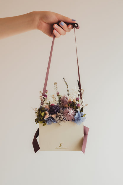 ◆季節限定◆Flower BAG No.1／フラワーバッグアレンジ　ディープオータム／ドライ＆プリザーブドフラワー