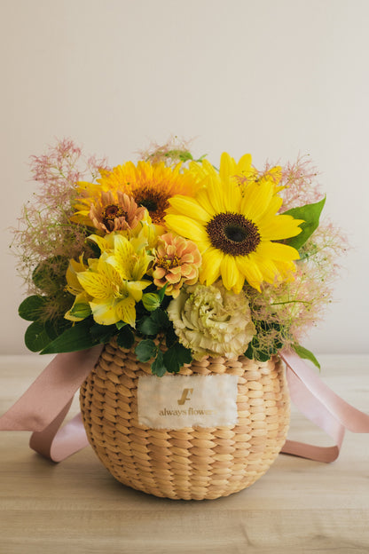 ◆6/2-7/31お届け限定◆Flower BAG No.2／フラワーバッグアレンジ　イエロースモーク／生花