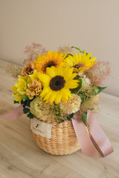 ◆6/2-7/31お届け限定◆Flower BAG No.2／フラワーバッグアレンジ　イエロースモーク／生花