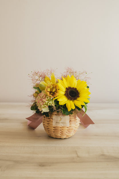 ◆6/2-7/31お届け限定◆Flower BAG No.2／フラワーバッグアレンジ　イエロースモーク／生花
