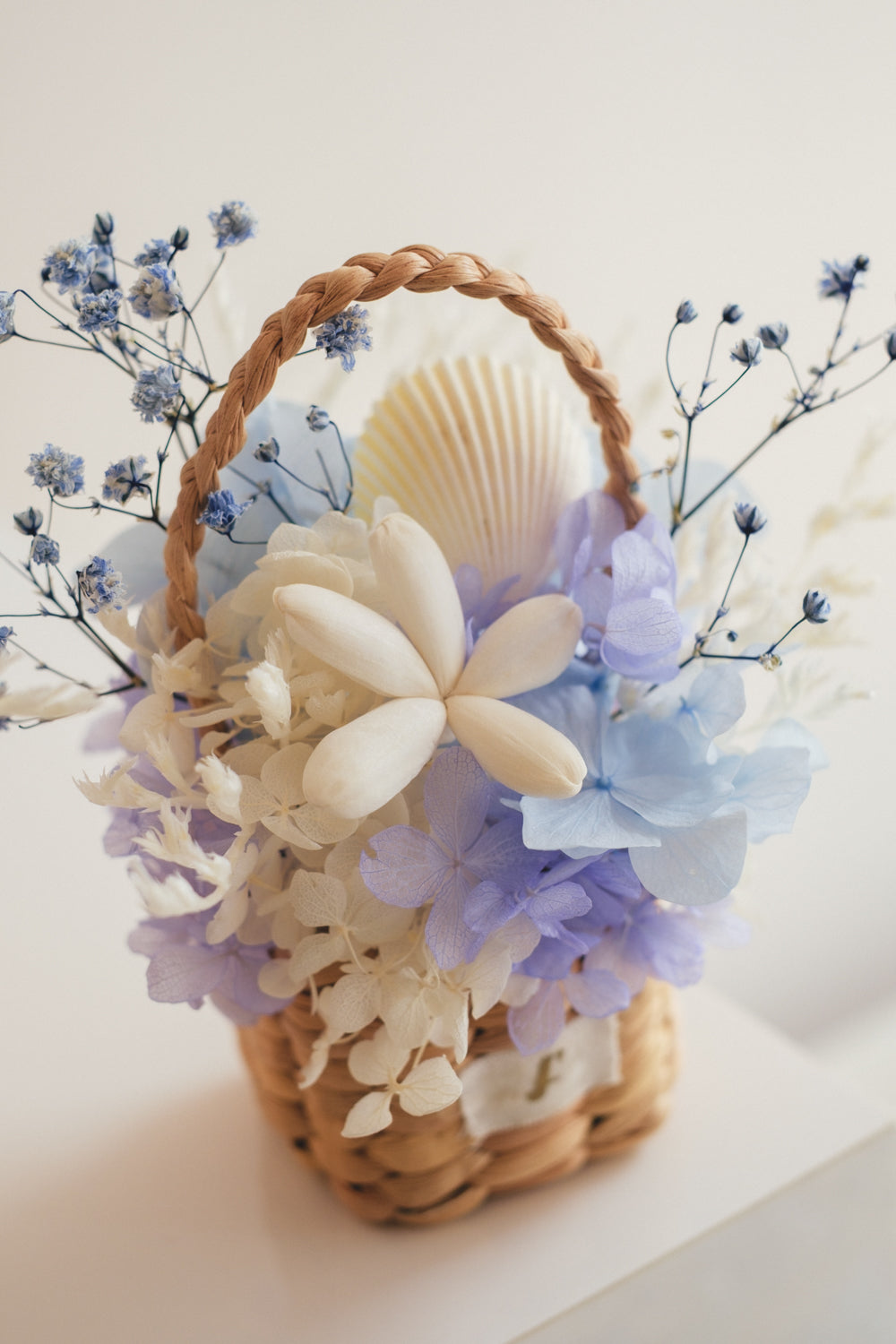 ◆季節限定デザイン◆Flower BAG No.3 ／スクエアカゴバッグ　コフレブルー／ドライ・プリザーブドフラワー