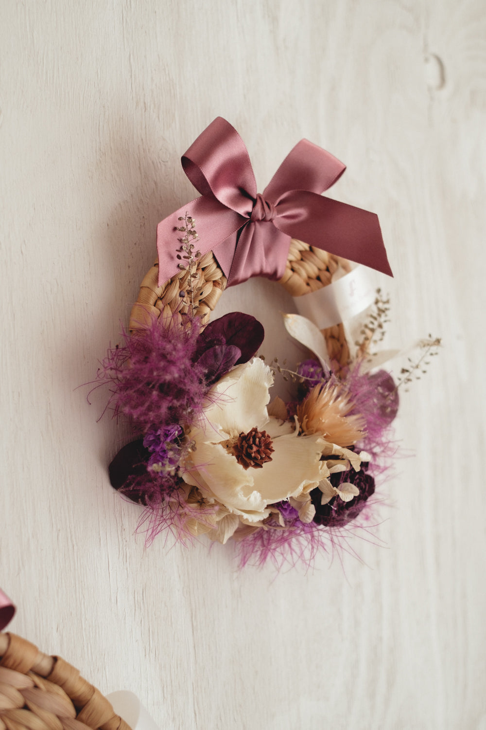 季節限定◆Disc Wreath／ディスクリース　スモーキーブルーム／ドライフラワー＆プリザーブドフラワー