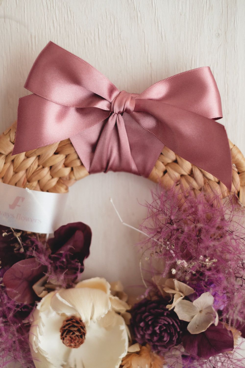 季節限定◆Disc Wreath／ディスクリース　スモーキーブルーム／ドライフラワー＆プリザーブドフラワー
