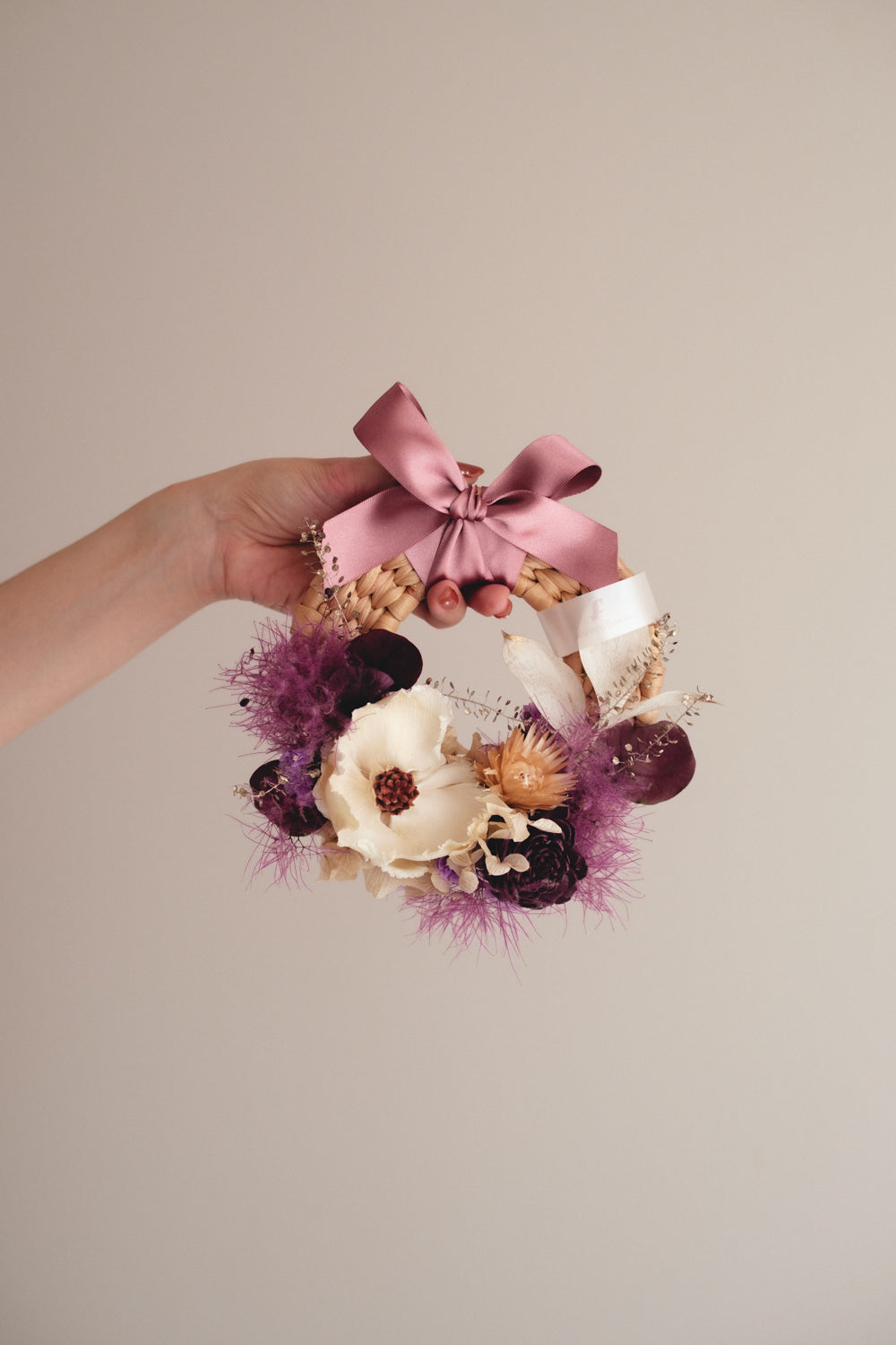 季節限定◆Disc Wreath／ディスクリース　スモーキーブルーム／ドライフラワー＆プリザーブドフラワー