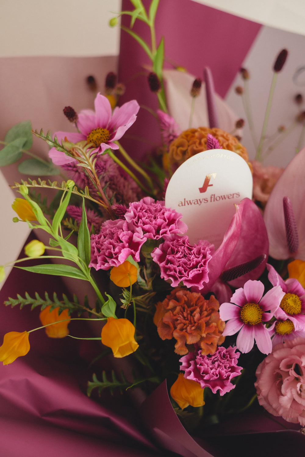 ◆9/13-10/31お届け限定◆Message Bouquet／メッセージブーケ　ヴェロアモーヴ／生花・花束