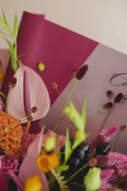 ◆9/13-10/31お届け限定◆Message Bouquet／メッセージブーケ　ヴェロアモーヴ／生花・花束