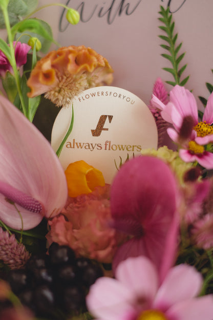 ◆9/13-10/31お届け限定◆Message Bouquet／メッセージブーケ　ヴェロアモーヴ／生花・花束