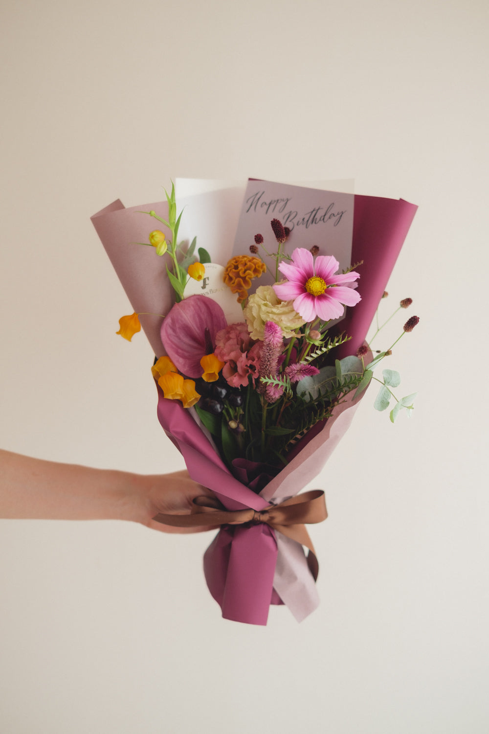 ◆9/13-10/31お届け限定◆Message Bouquet／メッセージブーケ　ヴェロアモーヴ／生花・花束