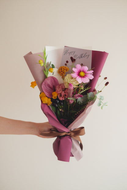 ◆9/13-10/31お届け限定◆Message Bouquet／メッセージブーケ　ヴェロアモーヴ／生花・花束