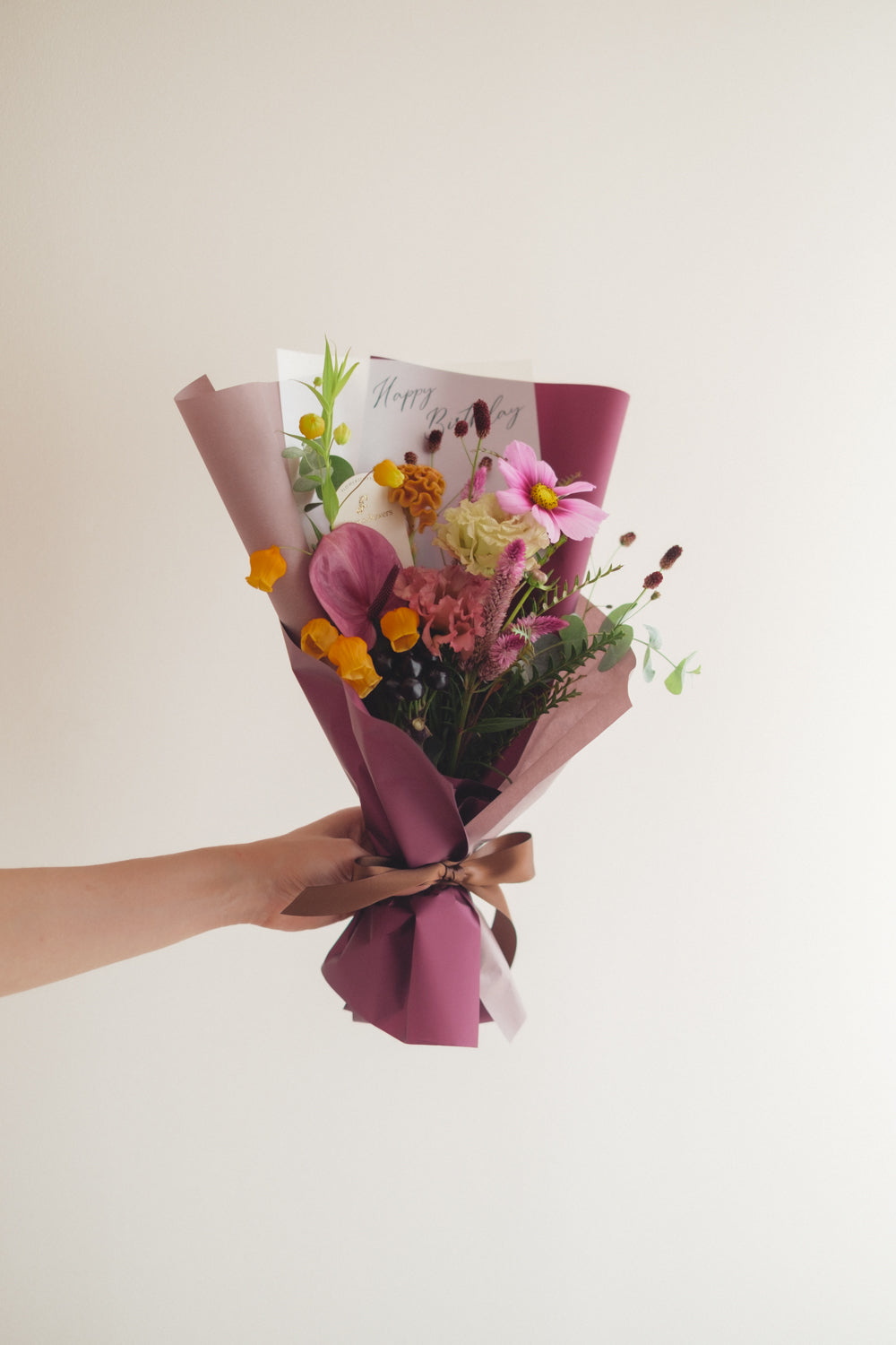 ◆9/13-10/31お届け限定◆Message Bouquet／メッセージブーケ　ヴェロアモーヴ／生花・花束