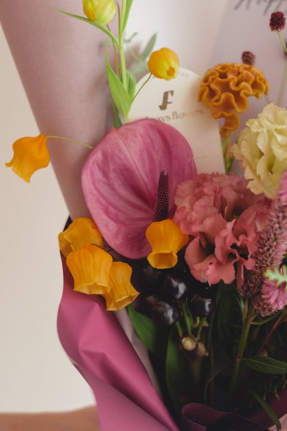 ◆9/13-10/31お届け限定◆Message Bouquet／メッセージブーケ　ヴェロアモーヴ／生花・花束