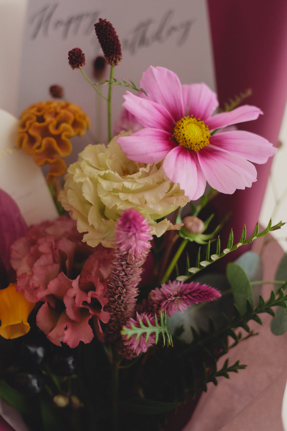 ◆9/13-10/31お届け限定◆Message Bouquet／メッセージブーケ　ヴェロアモーヴ／生花・花束