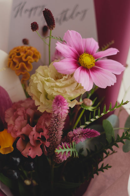 ◆9/13-10/31お届け限定◆Message Bouquet／メッセージブーケ　ヴェロアモーヴ／生花・花束