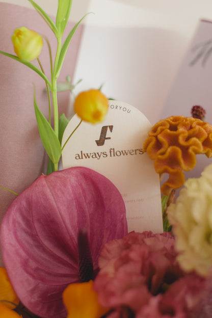 ◆9/13-10/31お届け限定◆Message Bouquet／メッセージブーケ　ヴェロアモーヴ／生花・花束