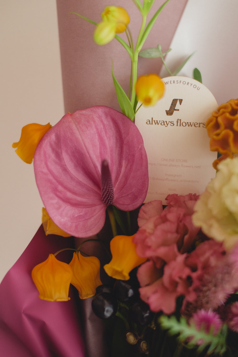 ◆9/13-10/31お届け限定◆Message Bouquet／メッセージブーケ　ヴェロアモーヴ／生花・花束