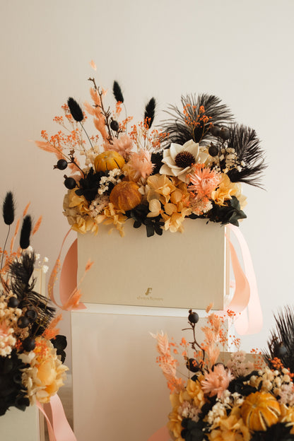 ◆ハロウィン限定◆Flower BAG No.1／フラワーバッグアレンジ　ブラックブルーム／ドライ&amp;プリザーブドフラワー