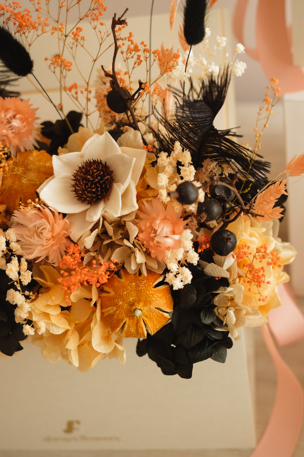 ◆ハロウィン限定◆Flower BAG No.1／フラワーバッグアレンジ　ブラックブルーム／ドライ&amp;プリザーブドフラワー