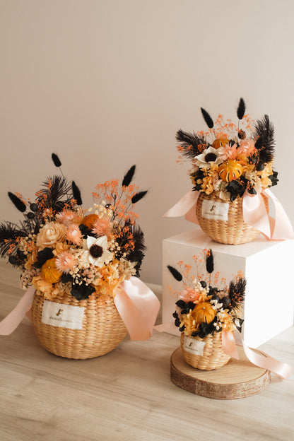 ◆ハロウィン限定◆Flower BAG No.2／フラワーバッグアレンジ　ブラックトリート／ドライ&amp;プリザーブドフラワー