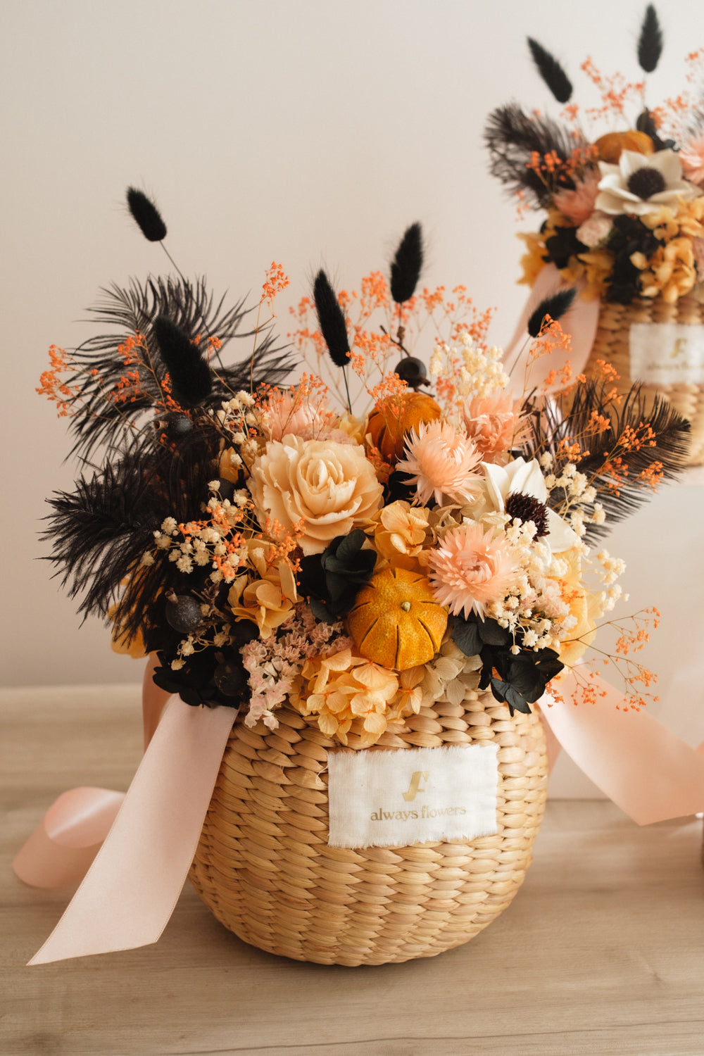 ◆ハロウィン限定◆Flower BAG No.2／フラワーバッグアレンジ　ブラックトリート／ドライ&amp;プリザーブドフラワー