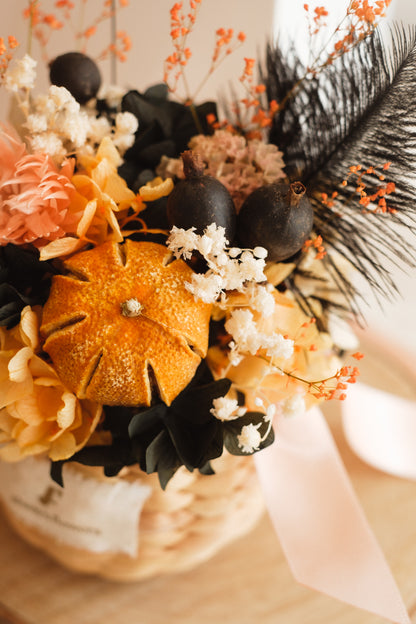 ◆ハロウィン限定◆Flower BAG No.2／フラワーバッグアレンジ　ブラックトリート／ドライ&amp;プリザーブドフラワー