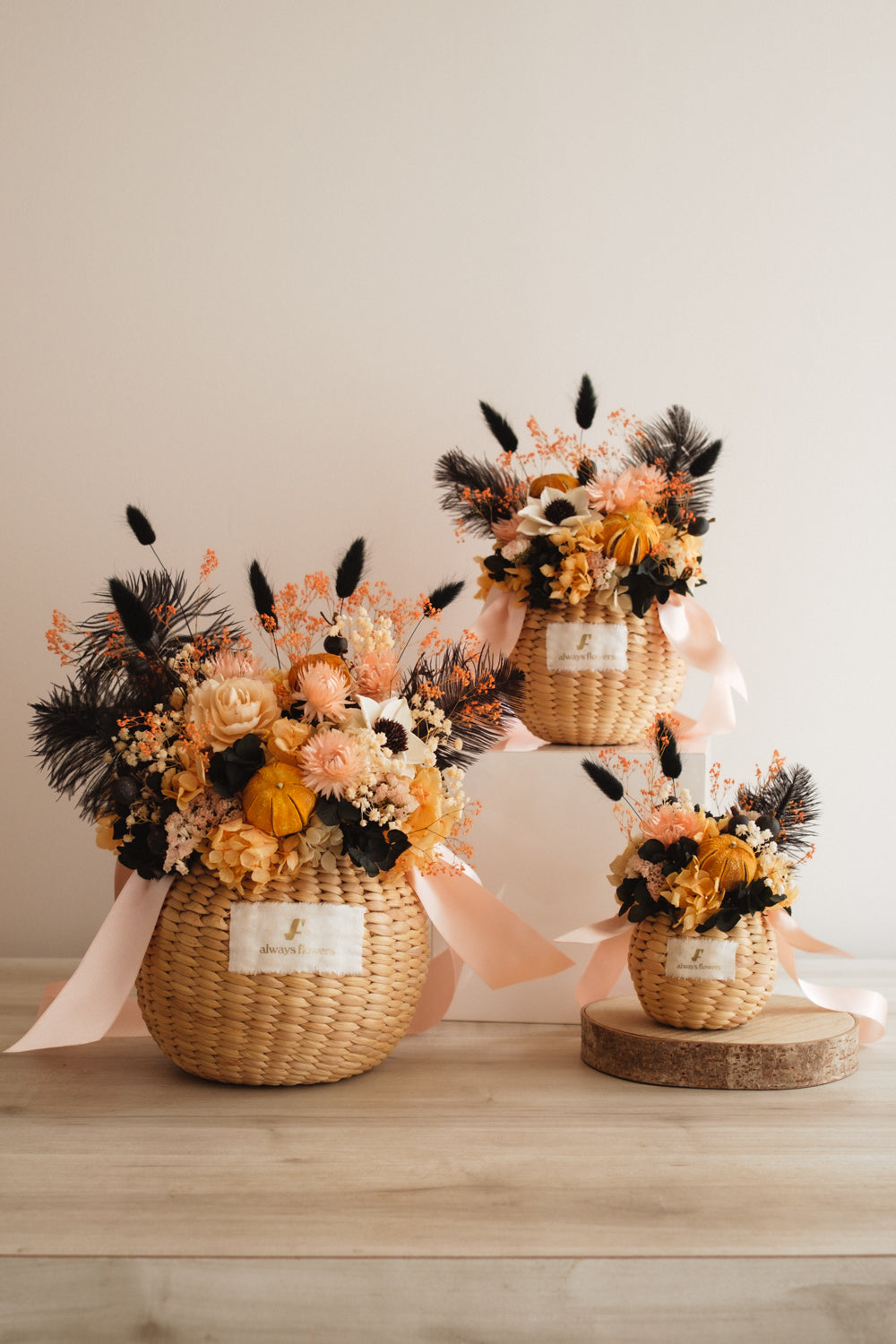 ◆ハロウィン限定◆Flower BAG No.2／フラワーバッグアレンジ　ブラックトリート／ドライ&amp;プリザーブドフラワー