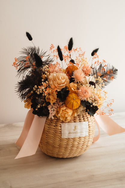 ◆ハロウィン限定◆Flower BAG No.2／フラワーバッグアレンジ　ブラックトリート／ドライ&amp;プリザーブドフラワー