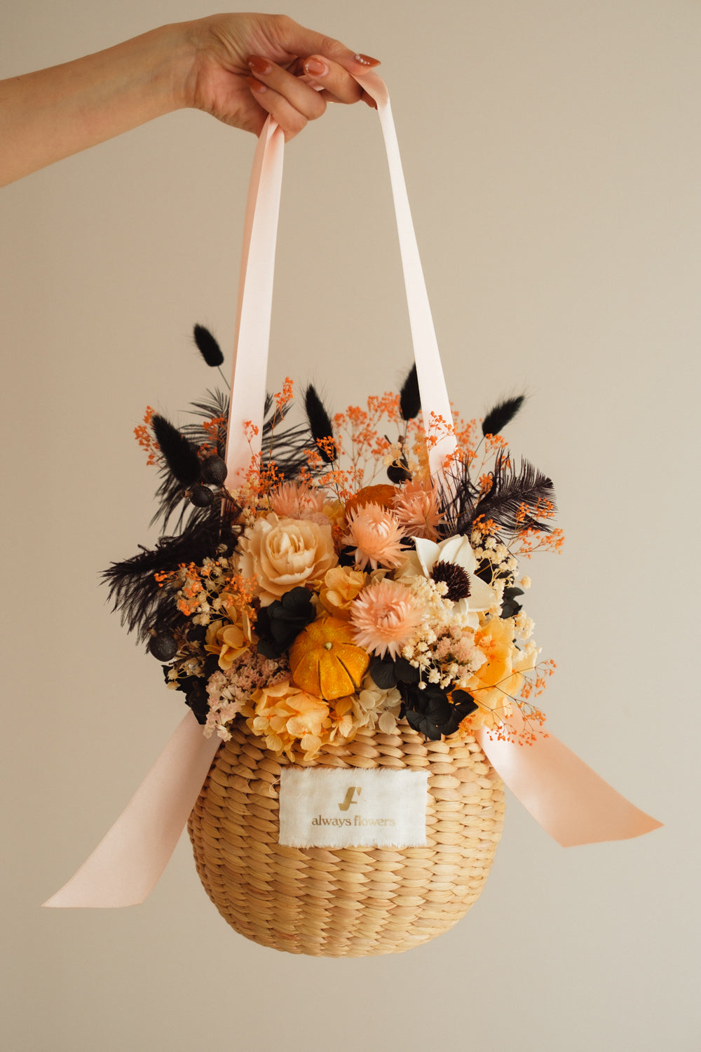 ◆ハロウィン限定◆Flower BAG No.2／フラワーバッグアレンジ　ブラックトリート／ドライ&amp;プリザーブドフラワー