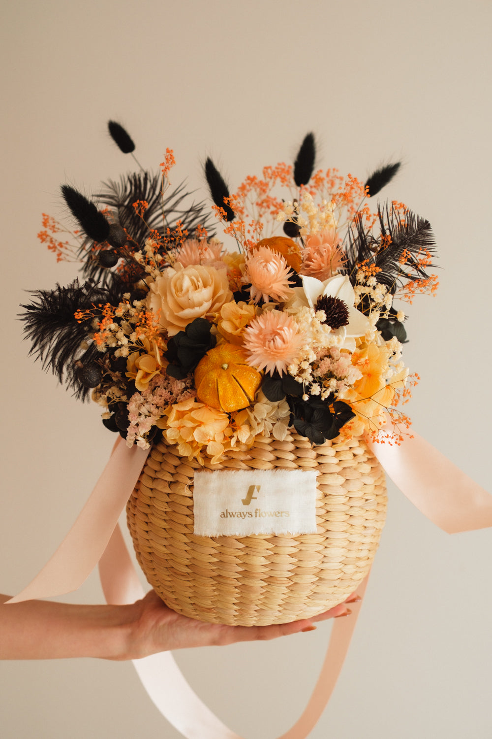 ◆ハロウィン限定◆Flower BAG No.2／フラワーバッグアレンジ　ブラックトリート／ドライ&amp;プリザーブドフラワー