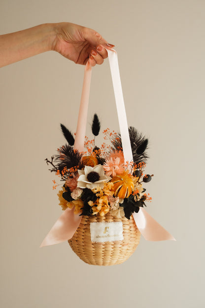 ◆ハロウィン限定◆Flower BAG No.2／フラワーバッグアレンジ　ブラックトリート／ドライ&amp;プリザーブドフラワー