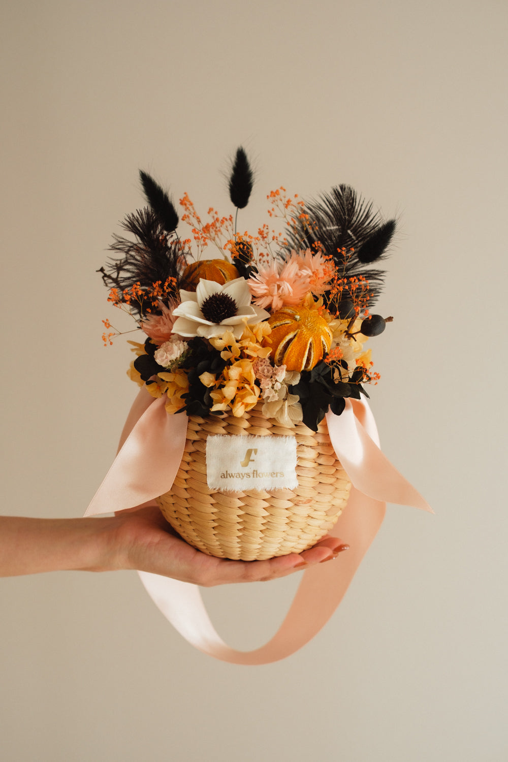 ◆ハロウィン限定◆Flower BAG No.2／フラワーバッグアレンジ　ブラックトリート／ドライ&amp;プリザーブドフラワー