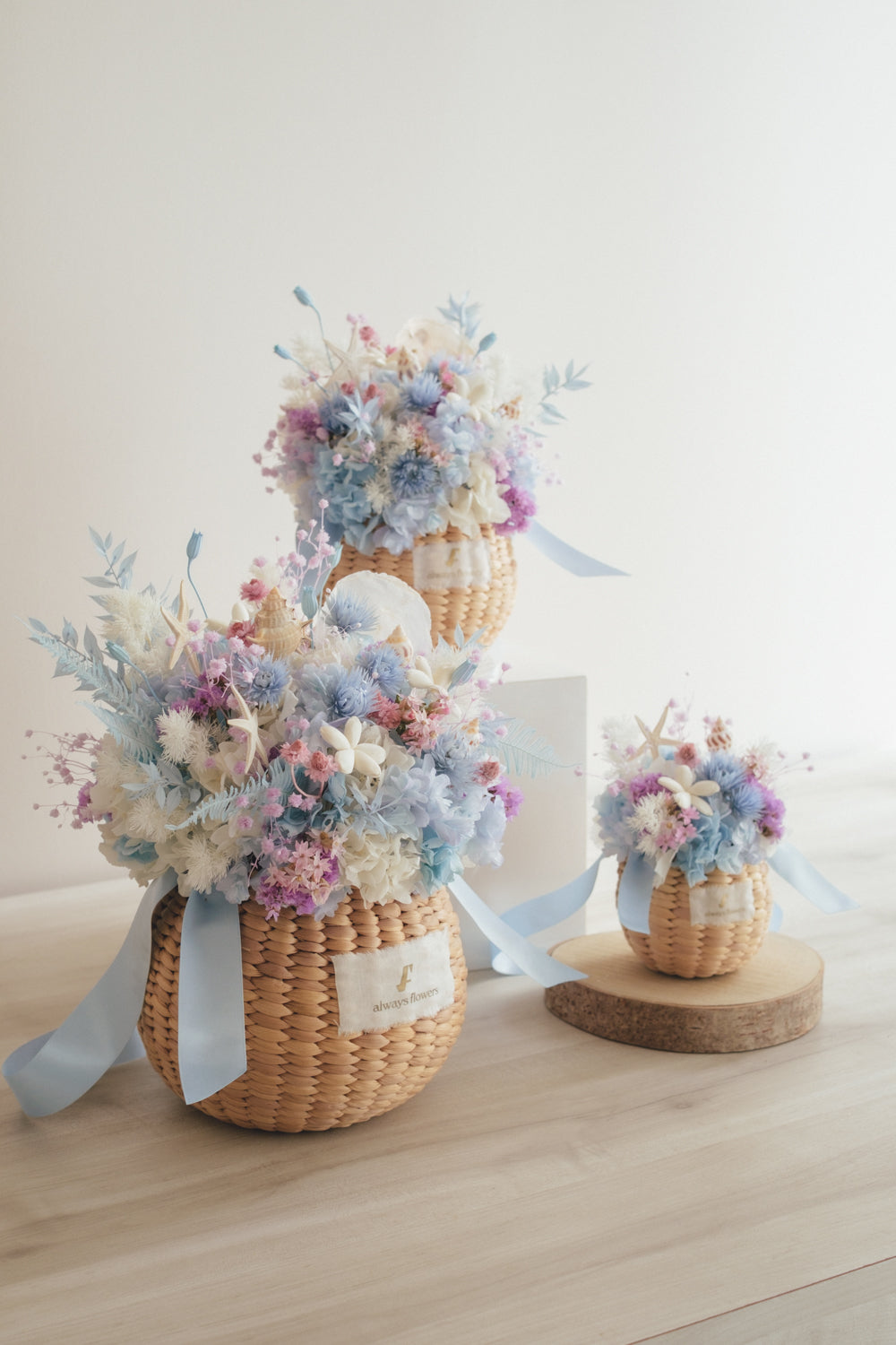 ◆季節限定◆Flower BAG No.2／カゴバッグアレンジ　シーマジック／ドライ&amp;プリザーブドフラワー