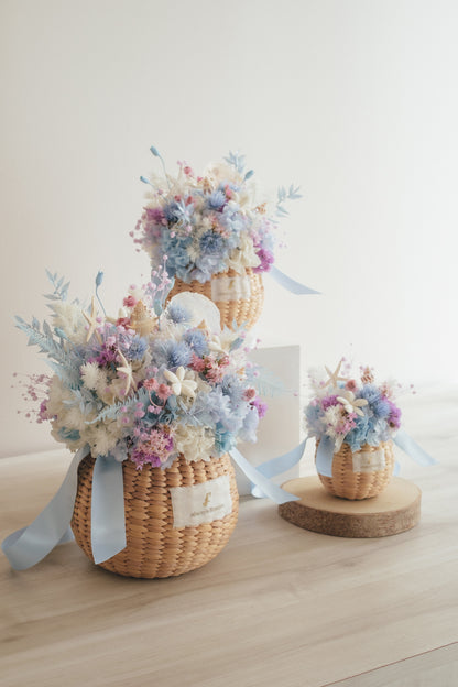 ◆季節限定◆Flower BAG No.2／カゴバッグアレンジ　シーマジック／ドライ&amp;プリザーブドフラワー