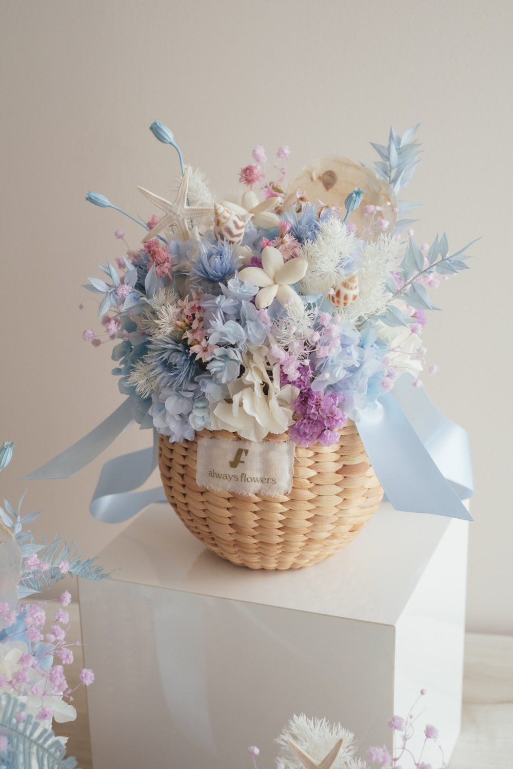 ◆季節限定◆Flower BAG No.2／カゴバッグアレンジ　シーマジック／ドライ&amp;プリザーブドフラワー