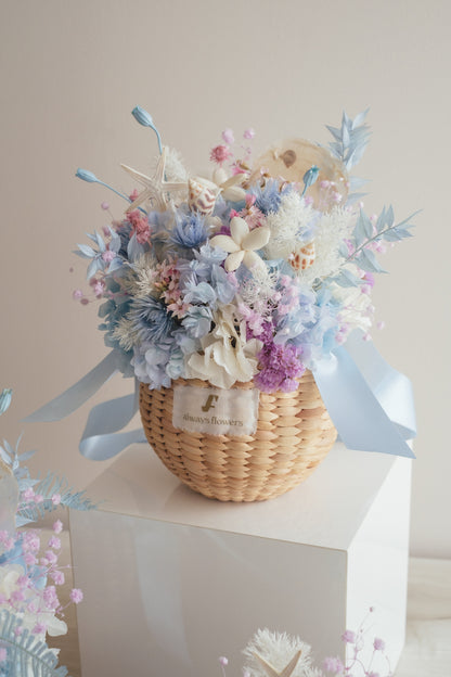 ◆季節限定◆Flower BAG No.2／カゴバッグアレンジ　シーマジック／ドライ&amp;プリザーブドフラワー