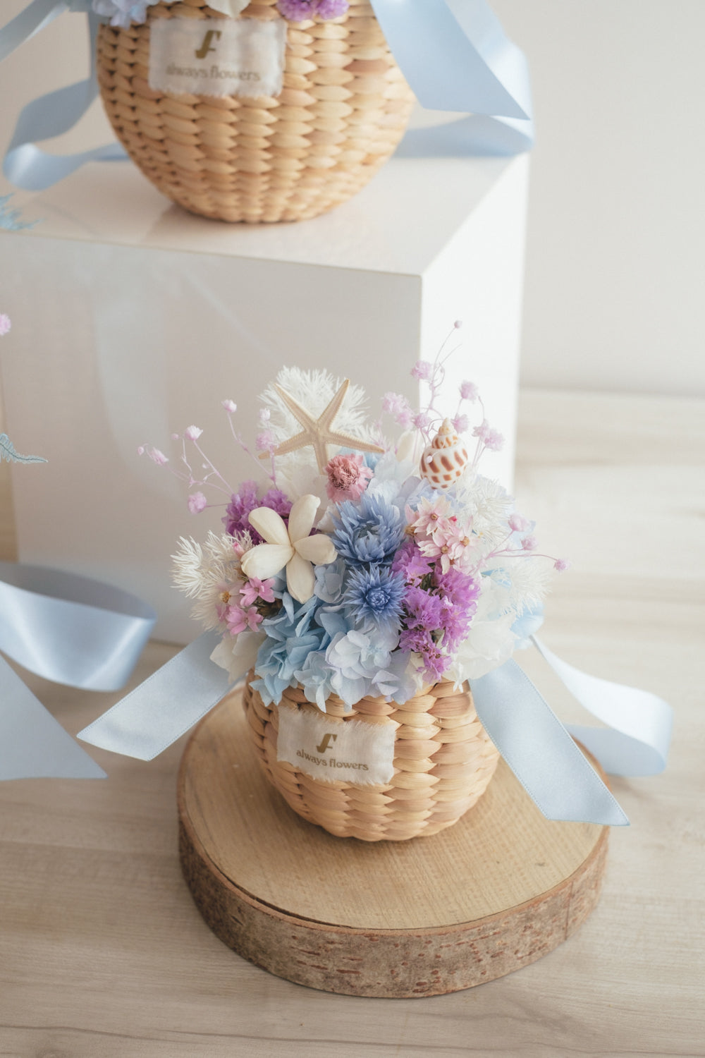 T様専用◆季節限定◆Flower BAG No.2/カゴバッグアレンジ シーマジック/ドライ&プリザーブドフラワー