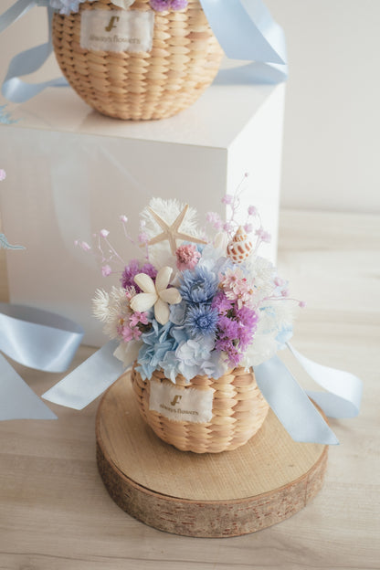 ◆季節限定◆Flower BAG No.2／カゴバッグアレンジ　シーマジック／ドライ&amp;プリザーブドフラワー