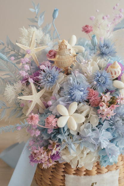 ◆季節限定◆Flower BAG No.2／カゴバッグアレンジ　シーマジック／ドライ&amp;プリザーブドフラワー