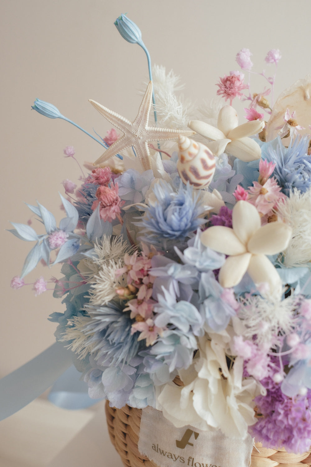 ◆季節限定◆Flower BAG No.2／カゴバッグアレンジ　シーマジック／ドライ&amp;プリザーブドフラワー