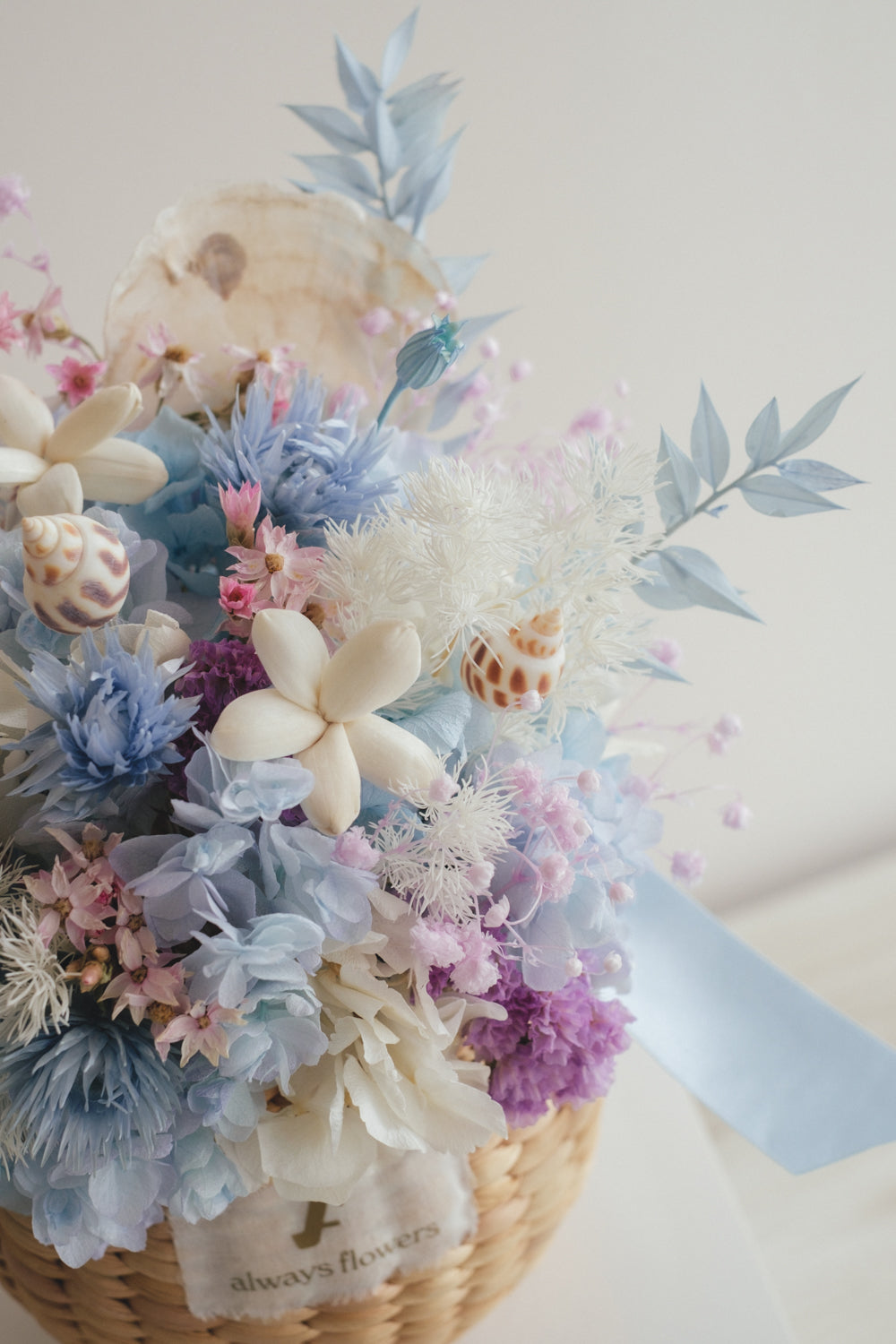 ◆季節限定◆Flower BAG No.2／カゴバッグアレンジ　シーマジック／ドライ&amp;プリザーブドフラワー